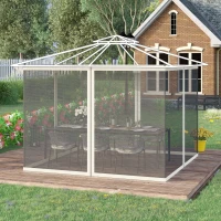Outsunny Moustiquaires pour barnum de jardin 3 x 3 m - lot de 4 moustiquaires zippées + crochets d'attaches - polyester nylon(m-10)