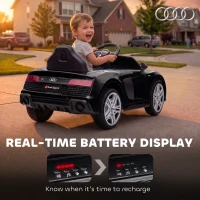 AIYAPLAY Voiture Électrique Enfants 12V Audi R8 Spyder, Véhicule Électrique, 2 Moteurs, Télécommande 2,4G, Batterie Lithium, Noir(m-4)