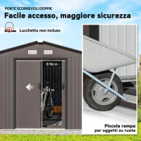 Outsunny Casetta da Giardino con 2 Porte Scorrevoli e 4 Prese d'Aria in Acciaio, 322x277x192 cm, Marrone(m-3)