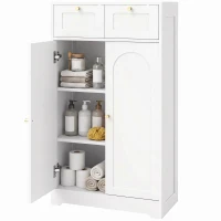 HOMCOM Smalle badkamerkast met 2 laden en verstelbare legplank, 60 x 30 x 108 cm, wit(m-14)