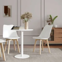 HOMCOM Tavolo da Cucina Rotondo per 2 Persone dal Design Moderno in Acciaio, Ø60x72 cm, Bianco(m-9)