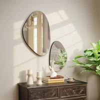 HOMCOM Set of 2 Pebble-Shaped Wall Mirror - Black(m-8)