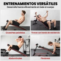 HOMCOM Banco de Ejercicio o Musculación, Banco Abdominales Plegable Ajustable en Altura con Soporte Poplíteo Regulable en 5 Niveles Ideal Hogar y Gimnasio 137x51x50-66 cm Negro(m-4)