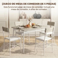 HOMCOM Juego de Mesa y Sillas de Comedor 5 Piezas Mesa de Cocina Rectangular con 4 Sillas Acolchadas 106x66x75 cm Roble(m-4)