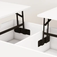 HOMCOM Lift-top salontafel met gesplitst blad, modern design en metalen poten, wit(m-10)