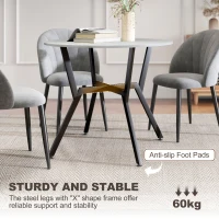 HOMCOM Dining Table, Round Kitchen Table with Black Legs, Anti-slip Foot Pads for Living Room, Dining Room 90 x 76 cm, Grey(m-5)
