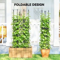 Outsunny Foldable Garden Trellis, Lattice Climbing Support Trellis for Garden, DIY Assembly, 85 x 197 cm, Black(m-4)