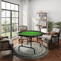 SPORTNOW 8 Player Folding Poker Table, Portable Octagon Blackjack Table with Cup Holders, Padded Edge, Green(m-10)