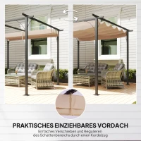 Outsunny Pergola Zonwering 3x3m Waterdichte Tuin Paviljoen voor Familie in Zwart Beige(m-5)