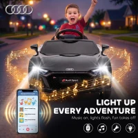 AIYAPLAY Voiture Électrique Enfants 12V Audi R8 Spyder, Véhicule Électrique, 2 Moteurs, Télécommande 2,4G, Batterie Lithium, Noir(m-5)