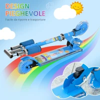 HOMCOM Monopattino per Bambini 3-7 Anni Pieghevole a 2 Ruote e Altezza Regolabile, 67x32x65-78 cm, Blu(m-6)