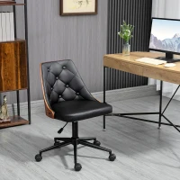 Vinsetto Silla de Oficina con Altura Ajustable y Basculante para Dormitorio Oficina 53x62x77-87 cm Negro y Madera(m-10)