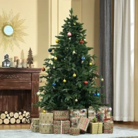 HOMCOM kunstkerstboom 1,8 m kerstboom dennenboom PVC PE metaal groen Ø 90 x 180 cm(m-2)
