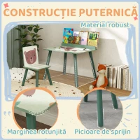 AIYAPLAY Set masă și scaun pentru copii cu raft de depozitare, din MDF și lemn de pin, verde(m-6)