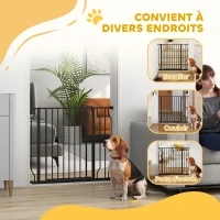 PawHut Barrière de sécurité barrière pour animal domestique longueur réglable sans perçage en acier et ABS 75-95 x 76 cm noir(m-7)