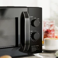 HOMCOM 23L 800W Microwave Oven, Solo Manual Microwave with 5 Power Levels, Defrost, 35 Minutes Timer, Clock, Easy Clean, Small Black Microwave(m-9)