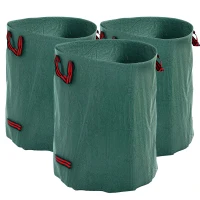 Outsunny Garden Waste Bags, 300L x 3 Heavy Duty Garden Bags, Foldable and Reusable Waste Sacks with Handles for Loading Leaf, Trash, Debris, Green(m-1)