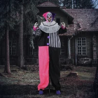 HOMCOM Grusel-Clown Halloween-Dekoration, beweglich, Lach-Funktion, Pink+Lila(m-10)