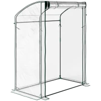 Outsunny Kas met Boogdak Winterbestendig Foliekas van Staal, Kas 128 x 70 x 170 cm Transparant(m-1)