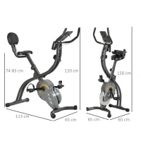 HOMCOM hometrainer, 2-in-1 fietstrainer, 6 kg vliegwiel hometrainer met instelbare magnetische weerstand in 16 niveaus en 1 paar spankoorden, staal, zwart, 51 x 97 x 115 cm(m-3)
