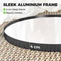 HOMCOM Round Wall Mirror 61 cm, Wall Mounted Bathroom Mirror with Tempered Safety Glass and Aluminium Alloy Frame, Black(m-4)