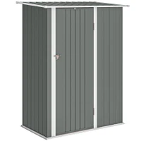 Outsunny Capanno Porta Attrezzi in Metallo con Tetto Inclinato e Porta Bloccabile, 142x86x189 cm, Grigio Chiaro(m-1)