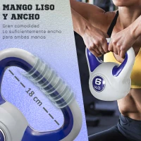 SPORTNOW Pesa Rusa 6 kg Revestimiento de PU y Relleno de Arena para Entrenamiento de Fuerza 20x13x22 cm Violeta y Gris(m-4)
