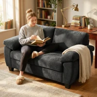HOMCOM 2 Seater Sofa, 156cm Chenille Loveseat Sofa, Dark Grey(m-7)
