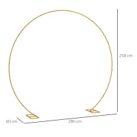 Outsunny 280cm Gold Backdrop Stand, Round Metal Wedding Arch for Birthday Party, Bridal Shower, Graduation, Ceremony(m-3)