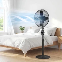 HOMCOM 41 cm Metal Pedestal Fan with Oscillating, Adjustable Height Black(m-10)
