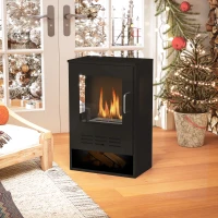 HOMCOM Camino a Bioetanolo Autoportante con Bruciatore da 0.9L e Durata 3.3 Ore, 44x28x68 cm, Nero(m-9)