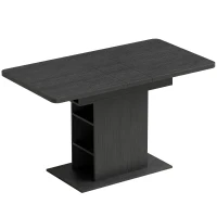 HOMCOM Extendable Dining Table for 4-6 People, 110-130cm Kitchen Table with 6 Open Shelves, Black(m-1)