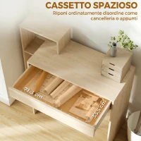HOMCOM Scrivania PC Moderna con 3 Ripiani Aperti e Cassetto, in Legno, Color Legno, 100x40x90 cm(m-5)