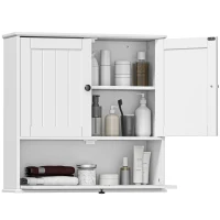HOMCOM Armario de Baño de Pared Rústico con Estante Ajustable Doble Puerta y Puerta Abatible 60x19,5x60 cm Blanco(m-11)