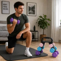 SPORTNOW Hantelset mit Aufbewahrungsgestell, Set mit 6 Hanteln für Fitness-Training, 2 x 1kg, 2 x 2kg, 2 x 3kg(m-8)
