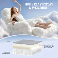 HOMCOM Fotoliu Reclinabil 135° Material cu Efect de In, Spumă, Oțel și Lemn, 73x86x100 cm, Gri Deschis(m-5)