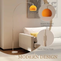 HOMCOM Floor Lamp for Living Room, Modern Standing Lamp with Shade & Foot Switch for Bedroom, Office, Orange(m-4)