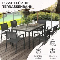 Outsunny Tuinmeubelset zitgroep, 1 tafel, 6 stoelen, 150 x 87 x 72 cm, grijs(m-6)
