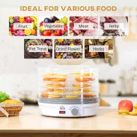 HOMCOM 5 Tier Food Dehydrator, 245W Food Dryer Machine with Adjustable Temperature Control for Drying Fruit, Meat, Vegetable, Jerky and Pet Treat, White(m-4)