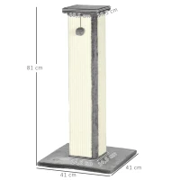 PawHut Krabpaal Kattenboom, inclusief speelbal, pluche, sisal, 41 cm x 41 cm x 81 cm, crème + grijs(m-3)
