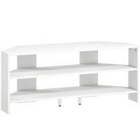 HOMCOM Corner TV Stand with 2 Open Shelves for 47 Inch TV - White