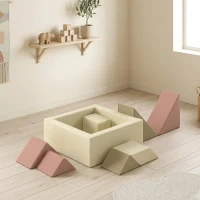 AIYAPLAY Parcours motricité bébé 9PCS avec piscine à balles, module en mousse souple avec housse en velours côtelé, multicolore(m-9)