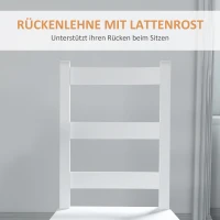 HOMCOM Eetkamerstoelen 2-delige set, Houten keukenstoel met lattenrugleuning, Antislip 41,5 x 46 x 90 cm Wit(m-5)
