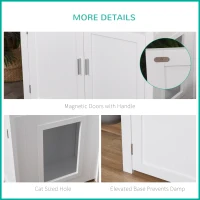 PawHut Wooden Cat Litter Box Enclosure Furniture with Adjustable Interior Wall & Large Tabletop for Nightstand, White(m-7)