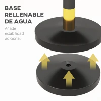HOMCOM Postes Separadores de Acero Inoxidable de 2 Piezas 96 cm de Altura Base Rellenable Cuerda de Terciopelo Negro(m-6)