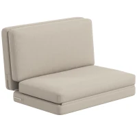 HOMCOM 2-in-1 Opvouwbare Relaxfauteuil, Gastenmatras, Deelbaar, 120 cm Breed, Beige(m-1)