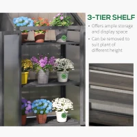 Outsunny Wooden Cold Frame Polycarbonate Greenhouse with Openable Top Cover and Double Door, Grow House for Flower, Vegetable and Plants, 70 x 50 x 120cm, Grey(m-5)