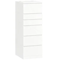 HOMCOM Cassettiera 6 Casetti per Camera da Letto con Specchio Ribaltabile, 40x48x110 cm, Bianco(m-1)