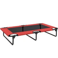 PawHut Portable Raised Dog Bed, Elevated Pet Cot with Breathable Mesh for Indoor Outdoor, for Large Dogs, Red(m-1)