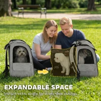 PawHut Dog Carrier Backpack Expandable, Breathable Pet Carrier Bag for Small Puppy Cat with Reflective Strip for Travel Hiking(m-4)